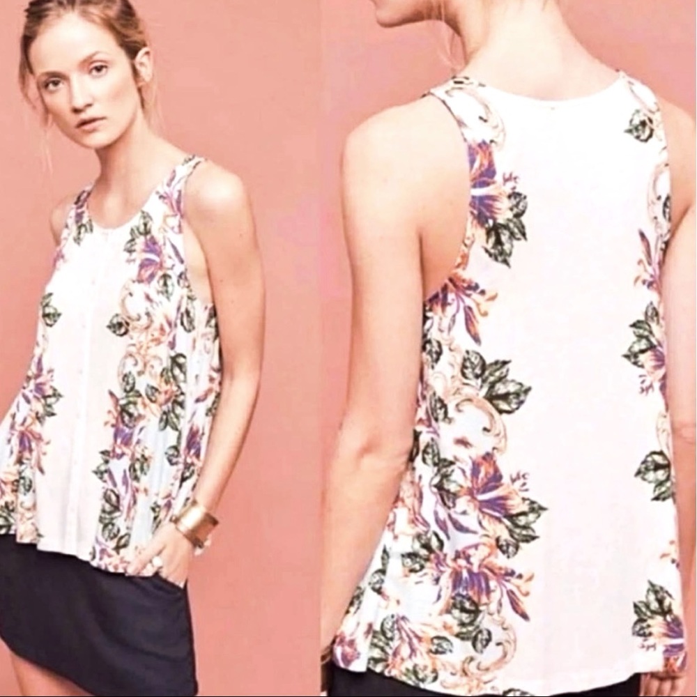 Akemi + Kin for Anthropologie tropical floral sleeveless blouse. Size small.